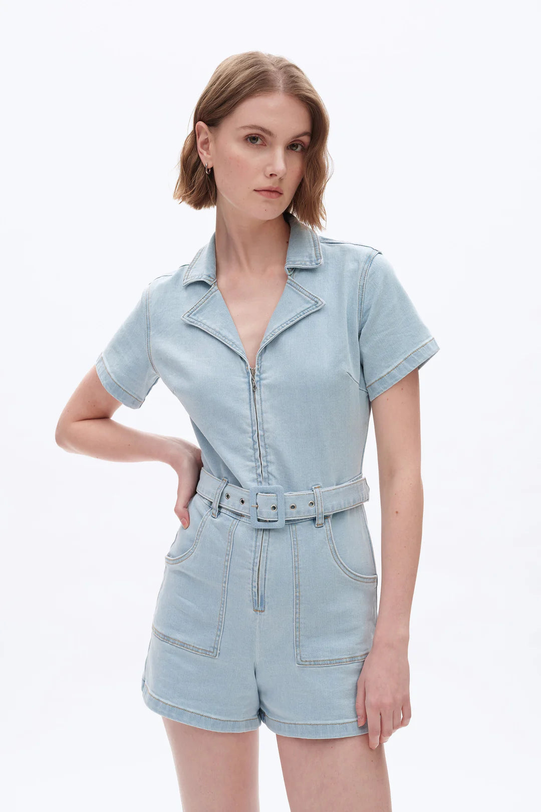 Mini Denim Romper - Light Blue