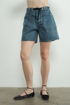 Vintage Washed Denim Shorts - Medium Wash