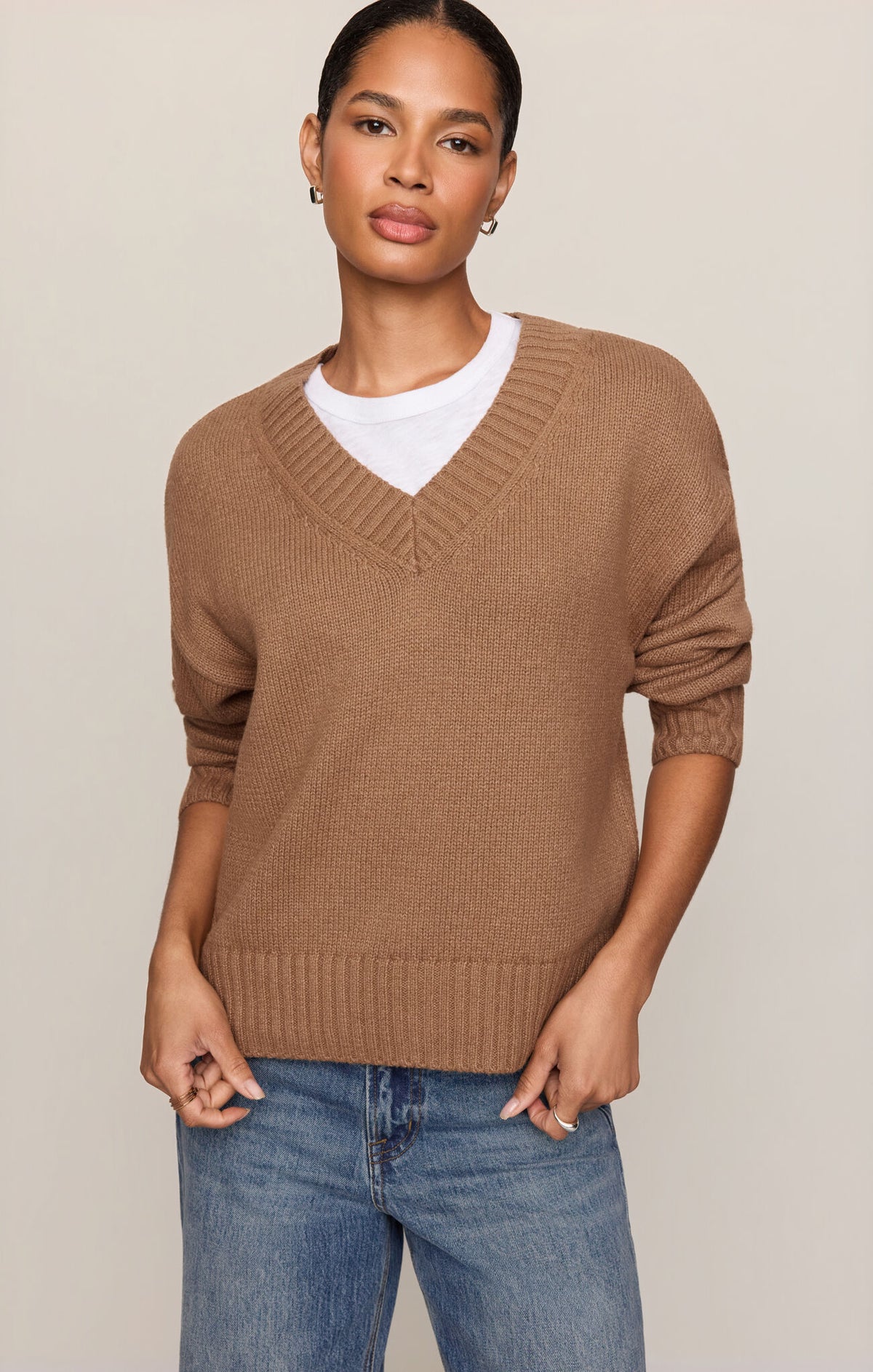 Z Supply - Cloud Spun V-neck Sweater - Golden Caramel