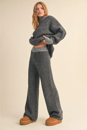 Matching Boucle Sweater Set - Charcoal