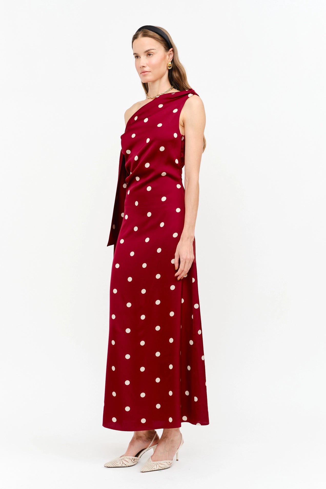 Remie Maxi Dress - Wine Polka Dot