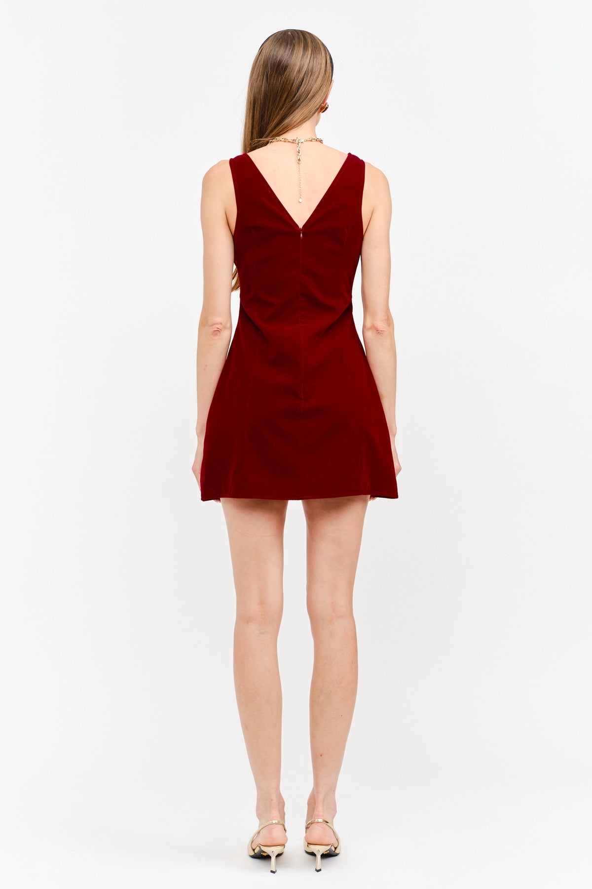Carmine Velvet Mini Dress - Burgundy