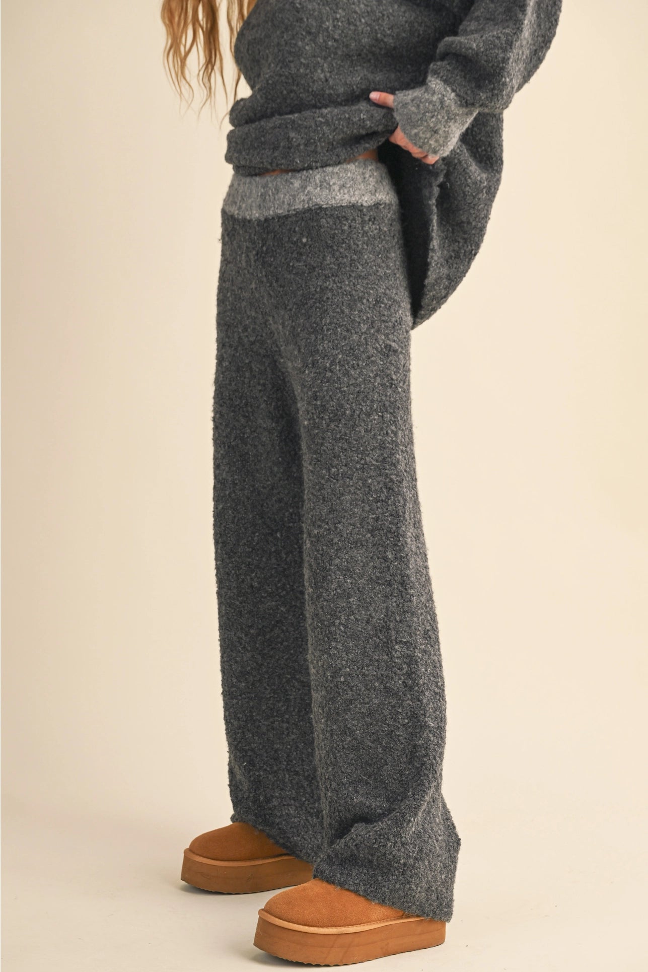 Matching Boucle Sweater Set - Charcoal