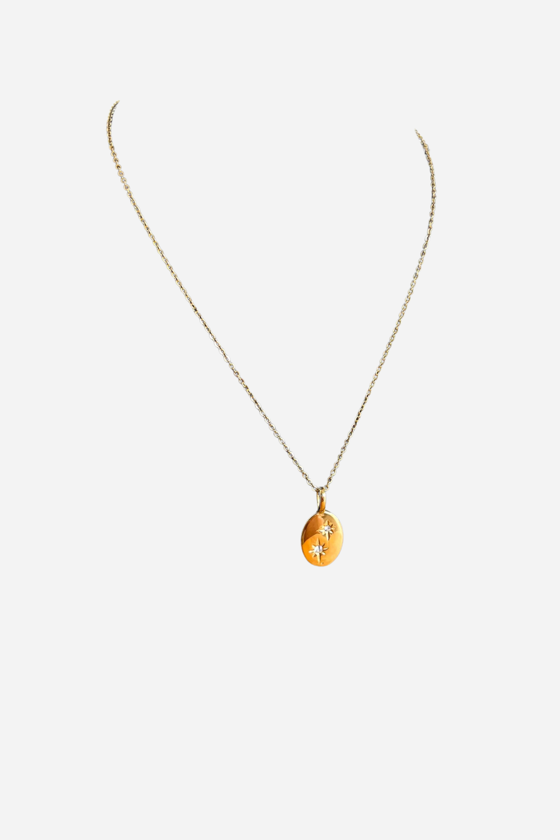 18K Two Stars Pendant Necklace