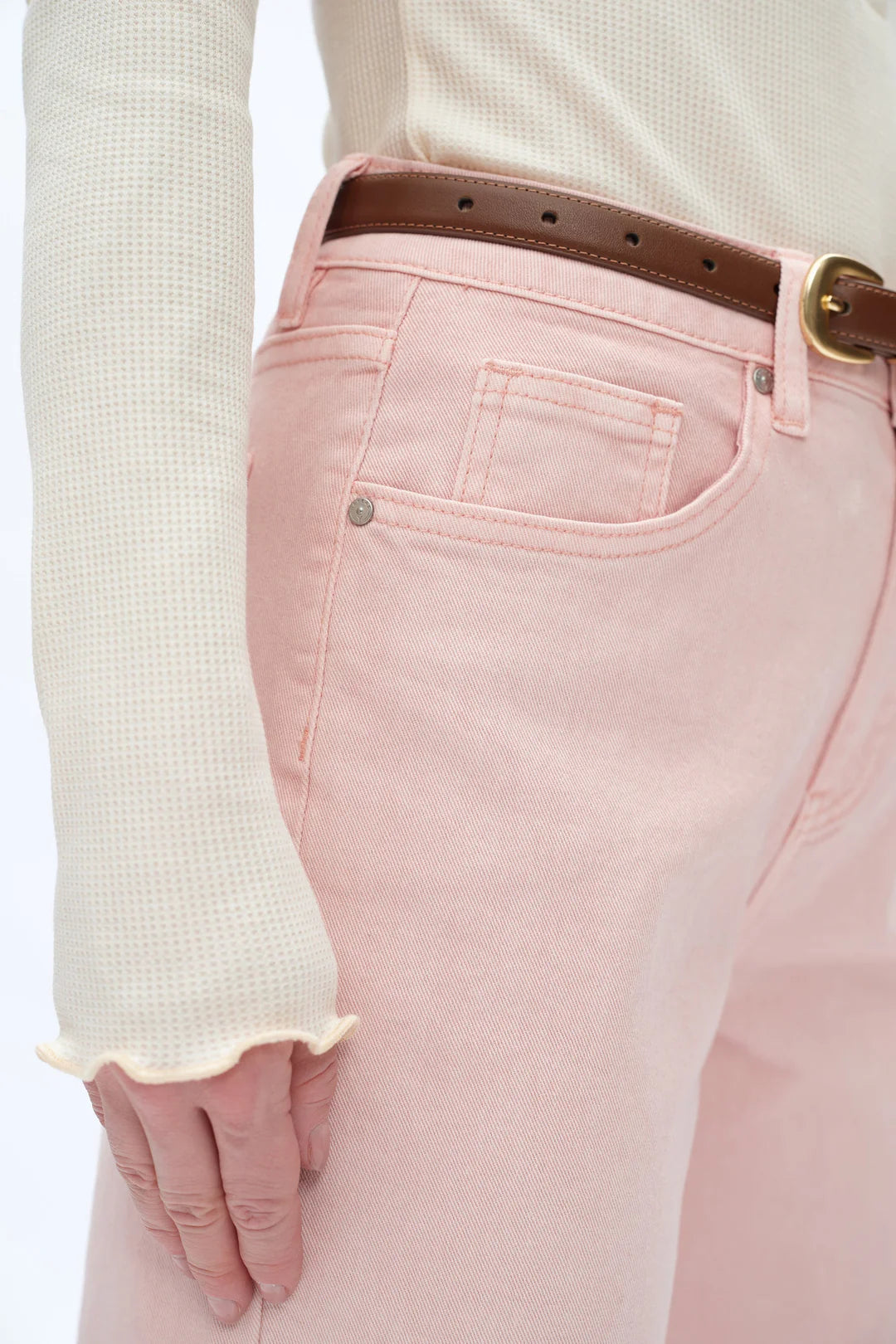 Mid Rise Barrel Jeans - Pearl Pink