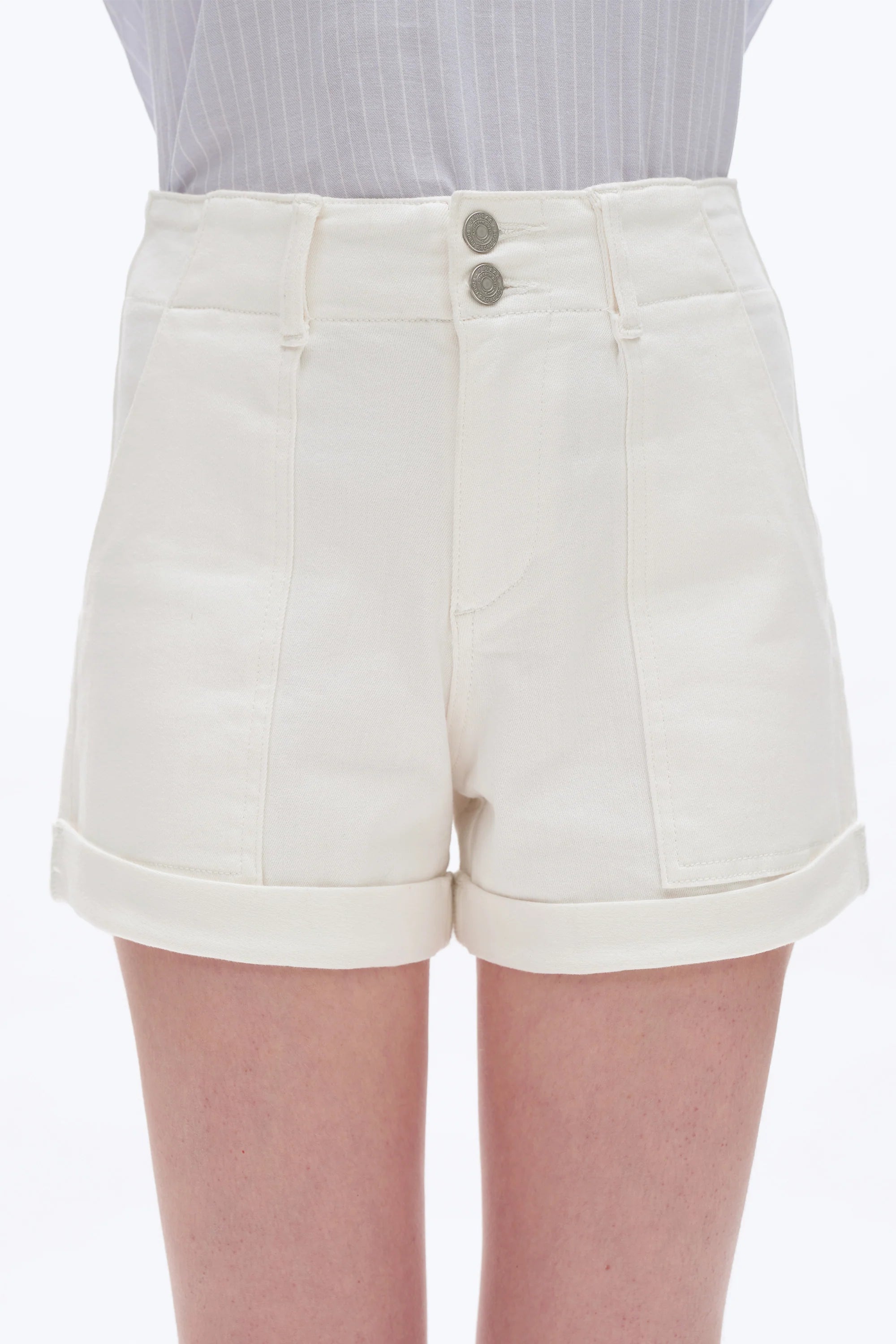 High Rise Denim Shorts - White