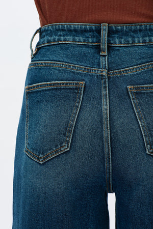 Mid Rise Wide Leg Jeans - Vintage Dark Blue