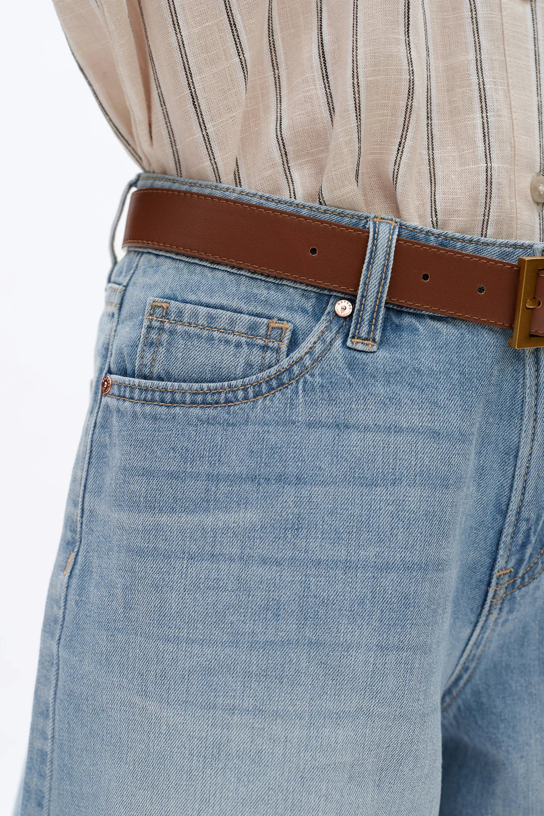 Mid Rise Denim Shorts - Light Blue