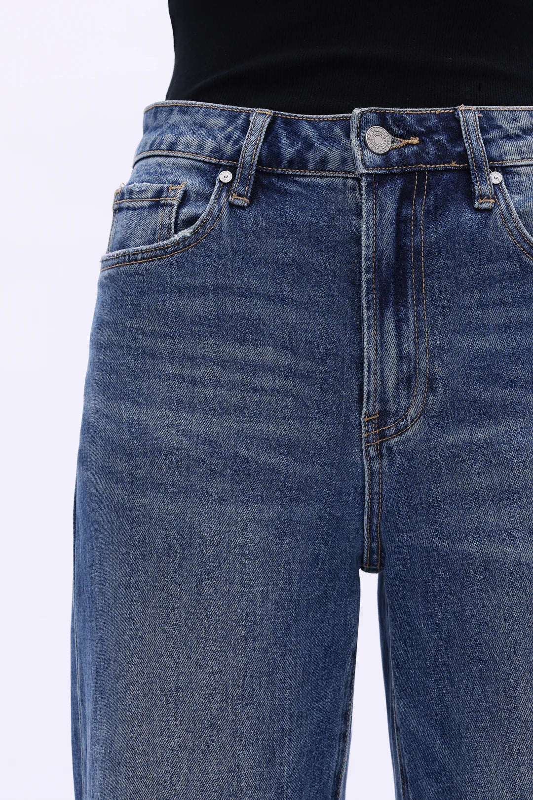 High Rise Straight Leg Jeans - Retro Dark Blue