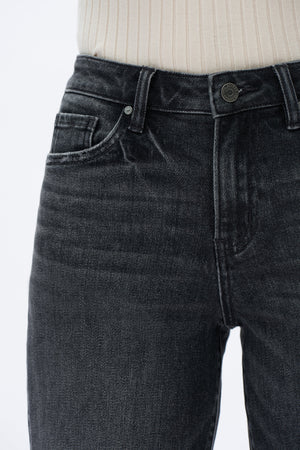 Mid Rise Wide Leg Jeans - Dark Grey