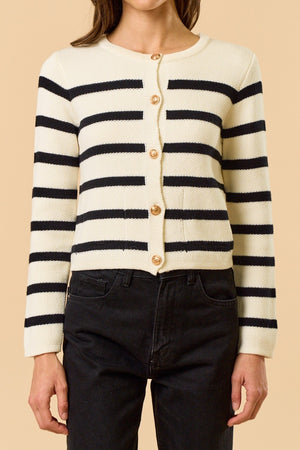 Striped Gold Button Cardigan