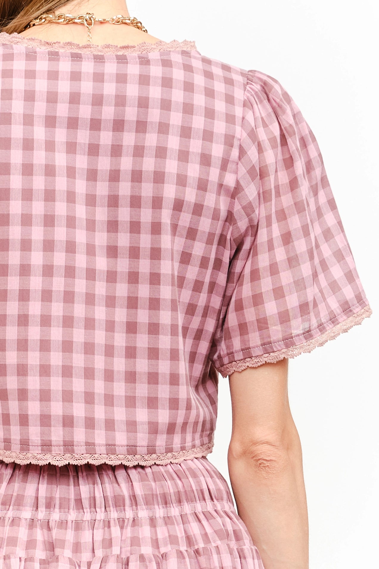 Amelie Top - Mauve Gingham