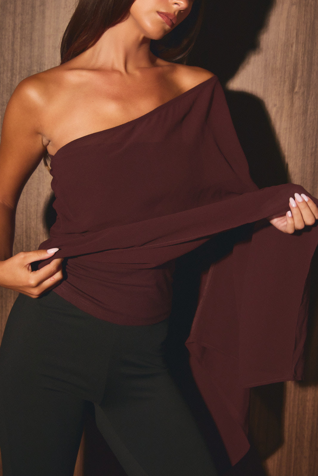 Chiffon Cape Tube Top - Dk Brown