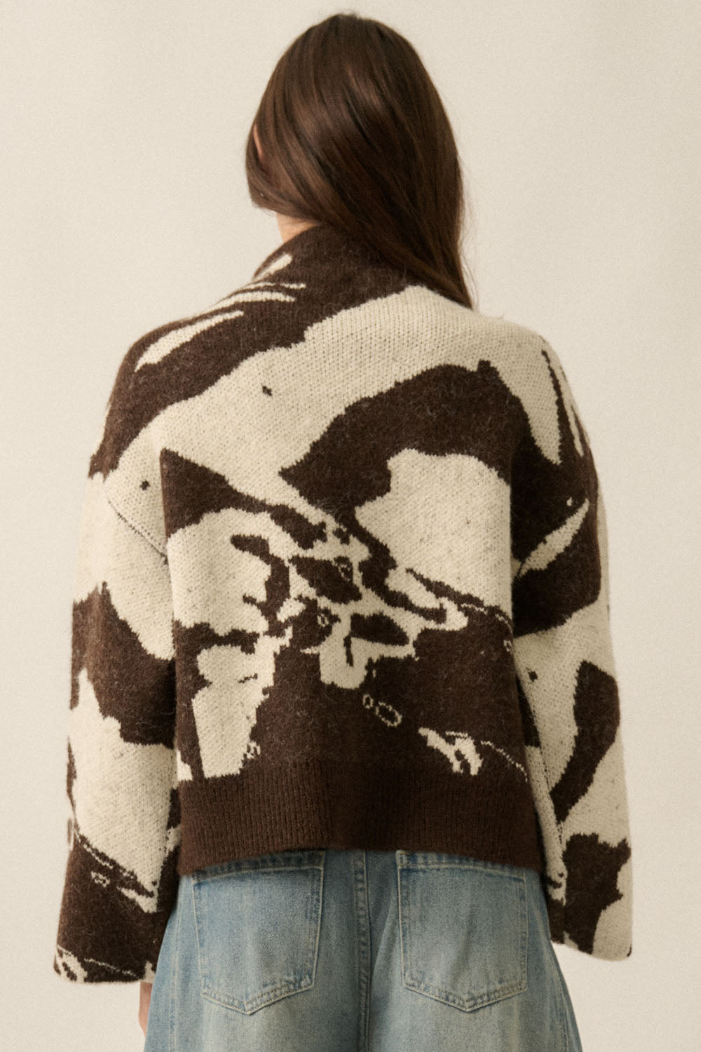 Abstract Print Knit Sweater