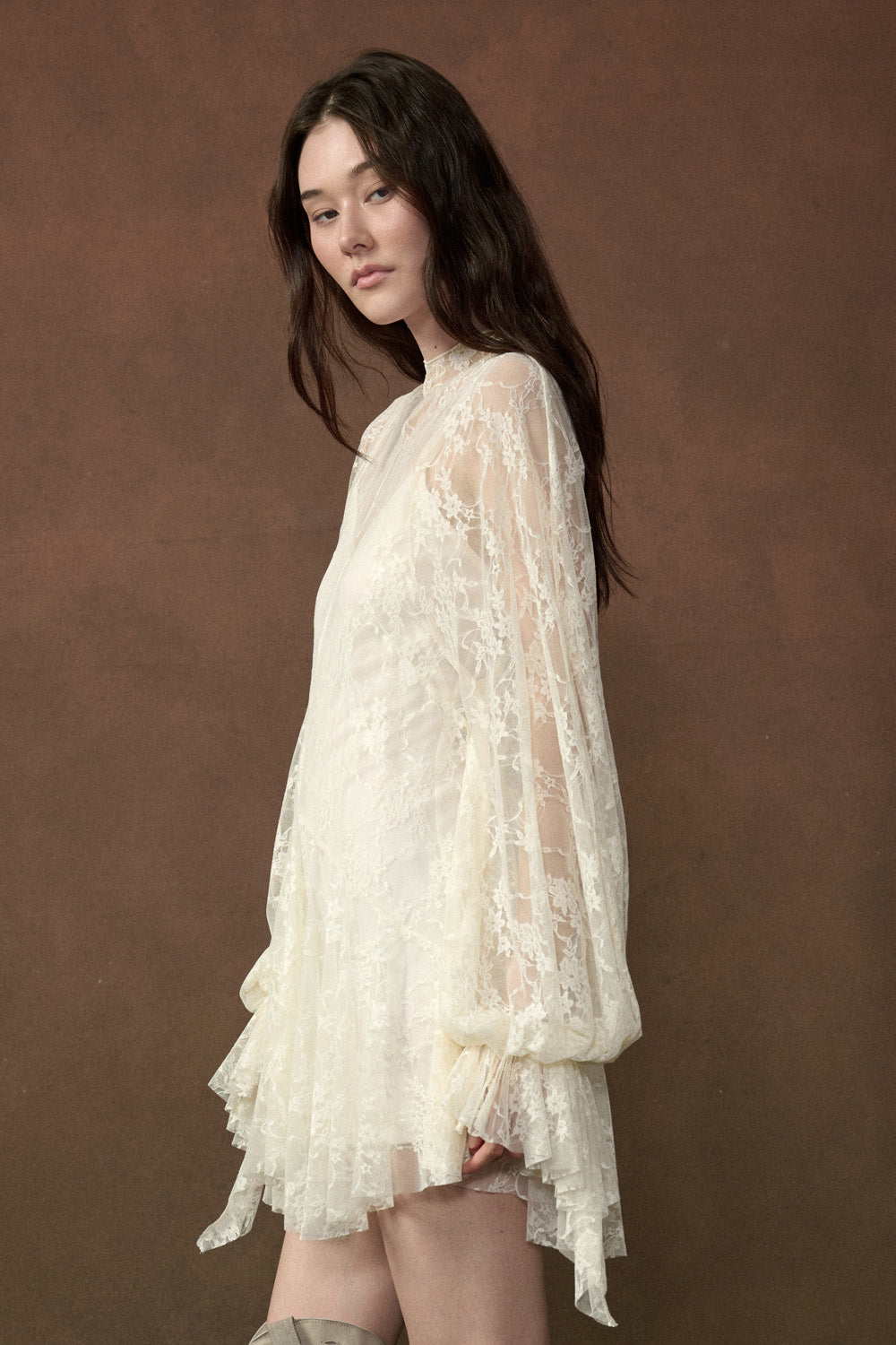 Floral Lace Layered Mini Dress