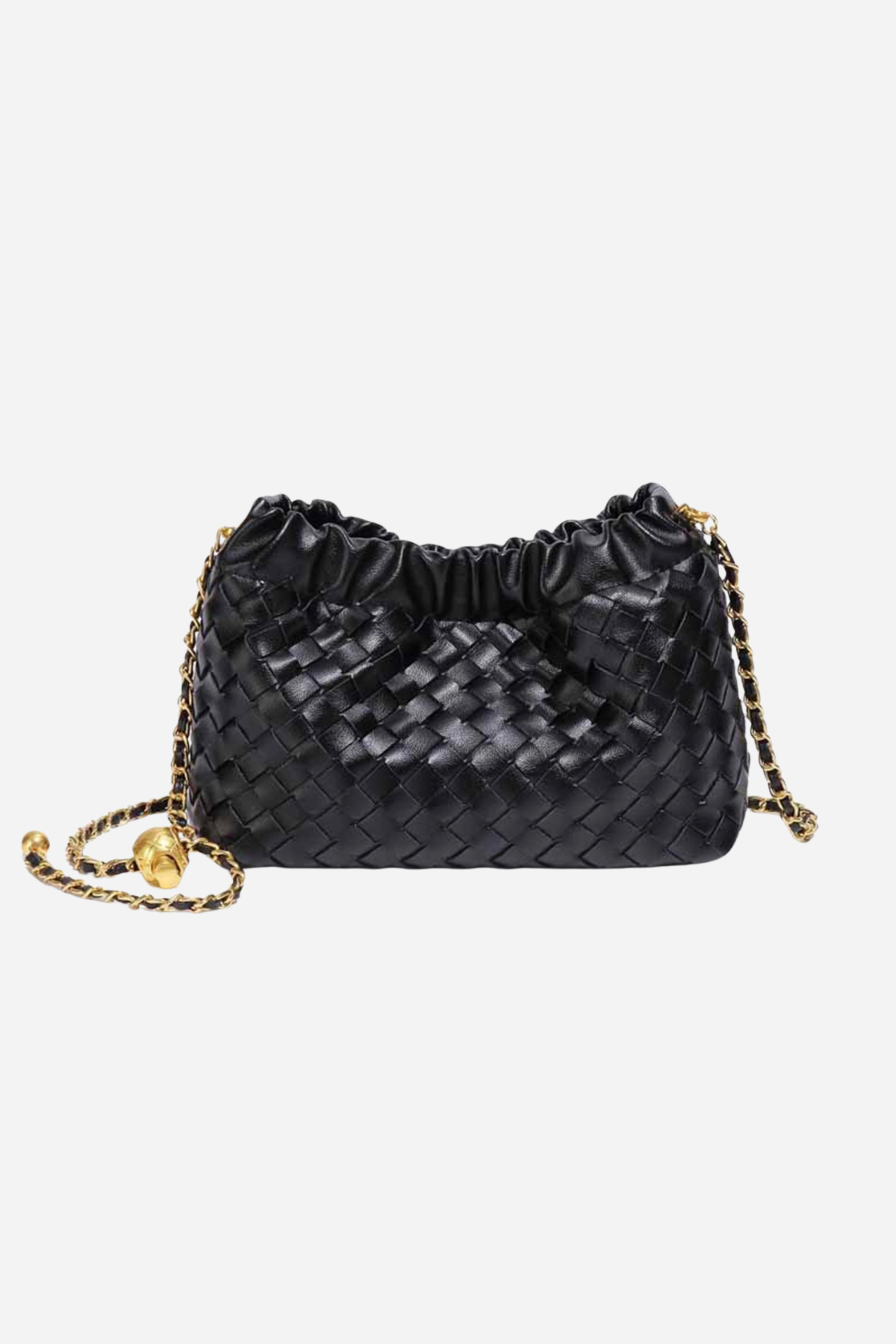 Cloud Woven Shoulder Bag - Black