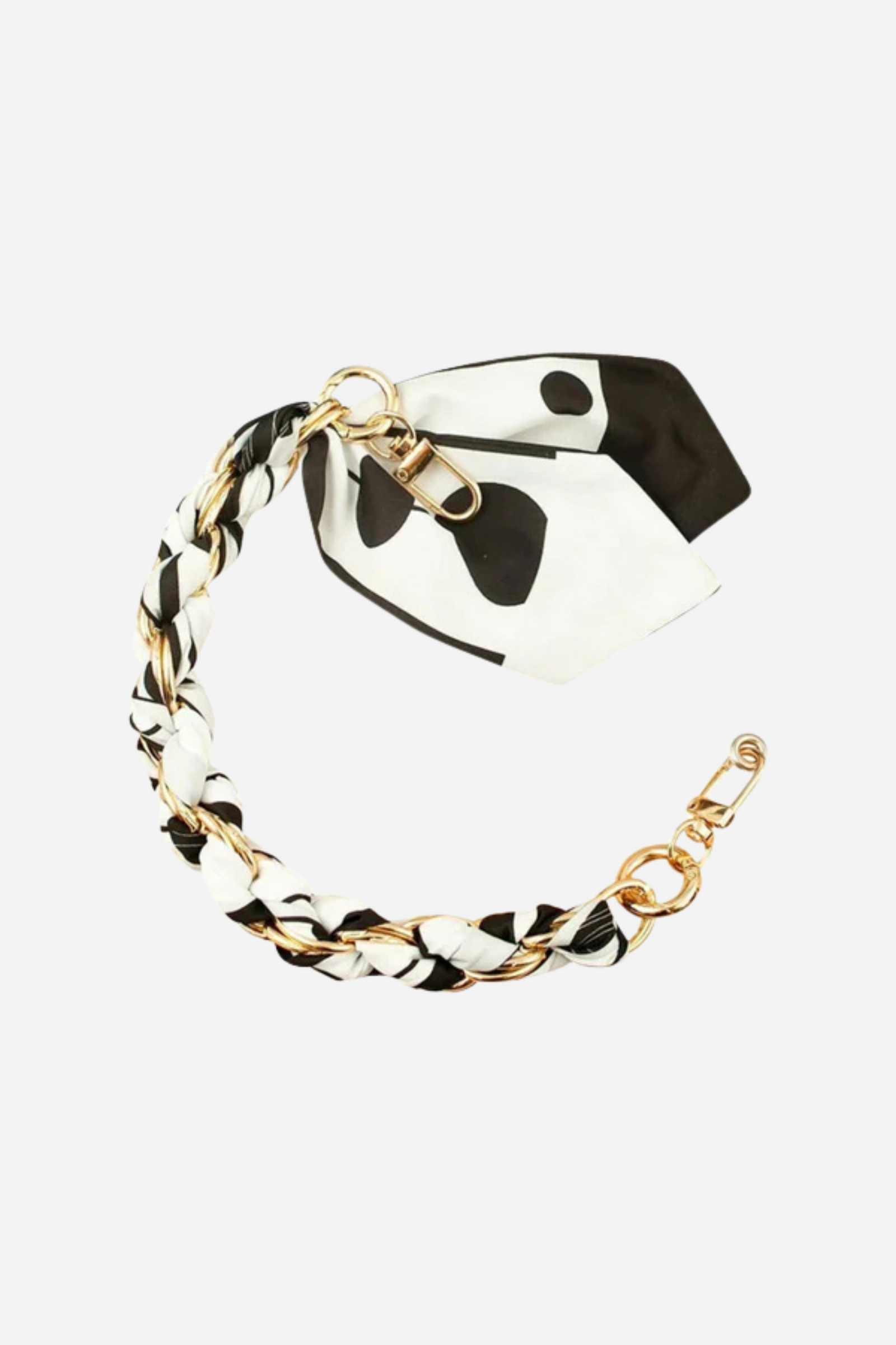 Gold Phone Chain - Black and White Scarf