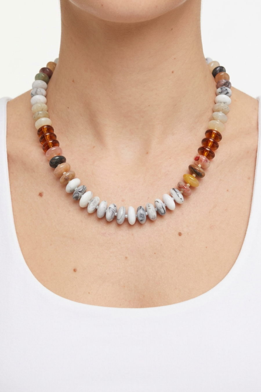 Ombre Oval Beaded Necklace - Yellow