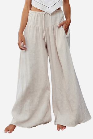 Wide Leg Gauze Pants - Natural