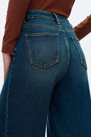 Mid Rise Wide Leg Jeans - Vintage Dark Blue