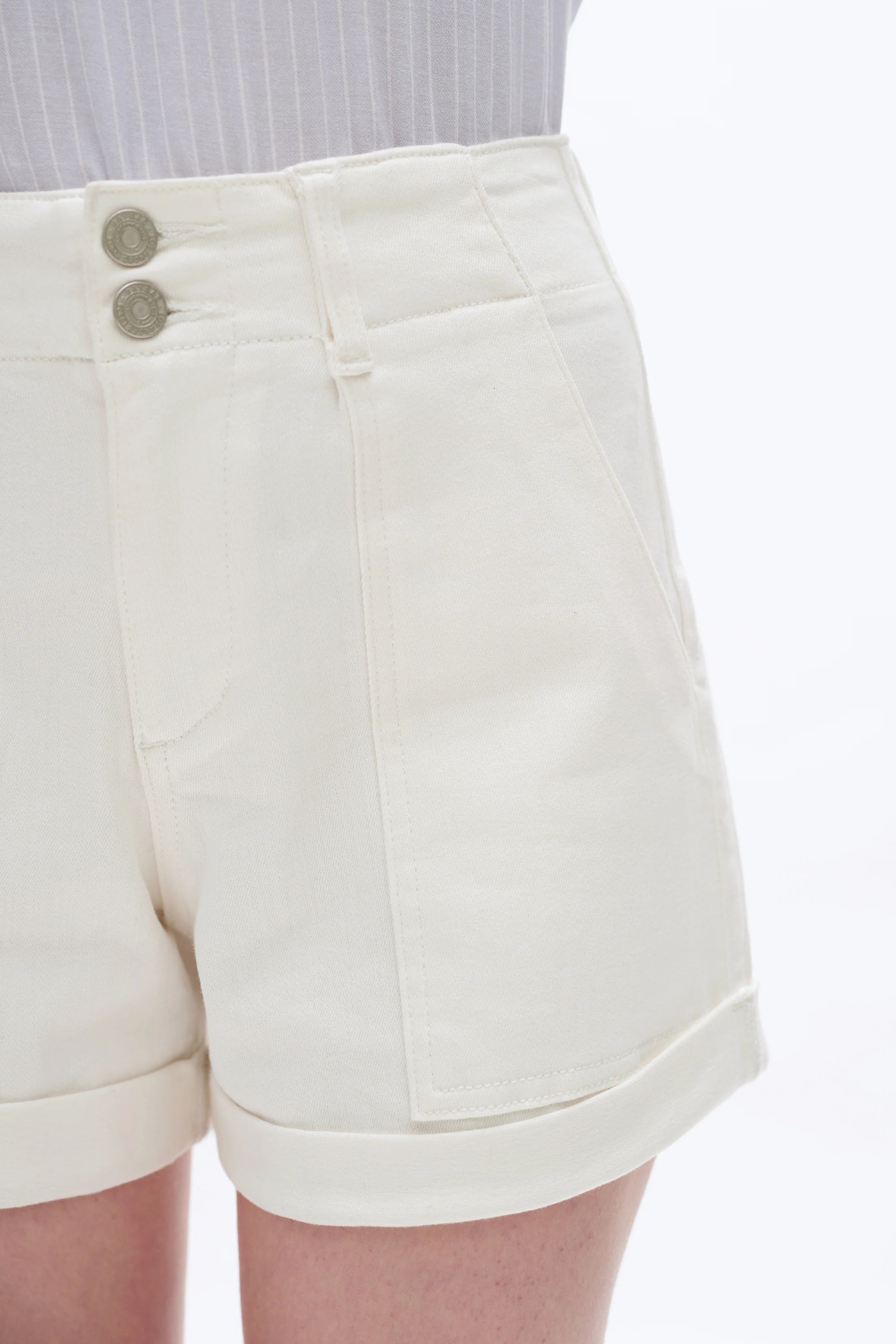 High Rise Denim Shorts - White
