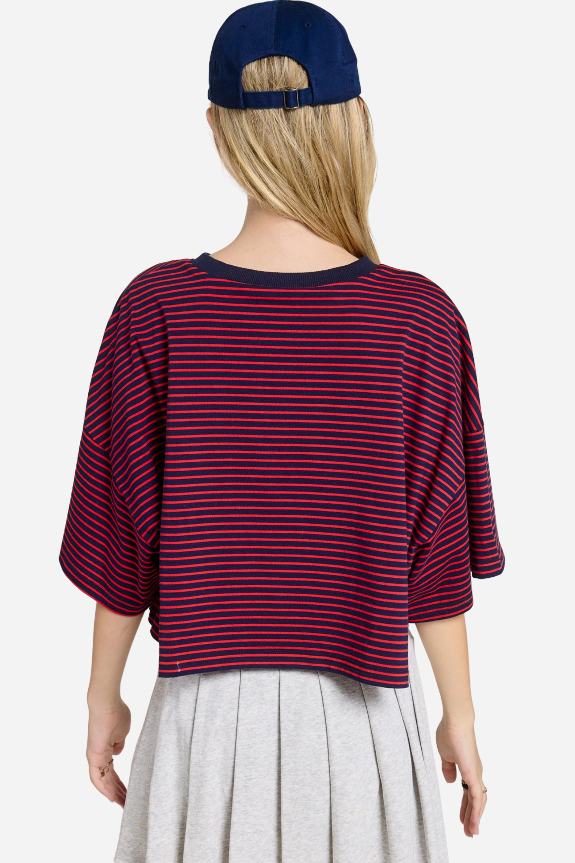 Striped Oversized Tee - Red