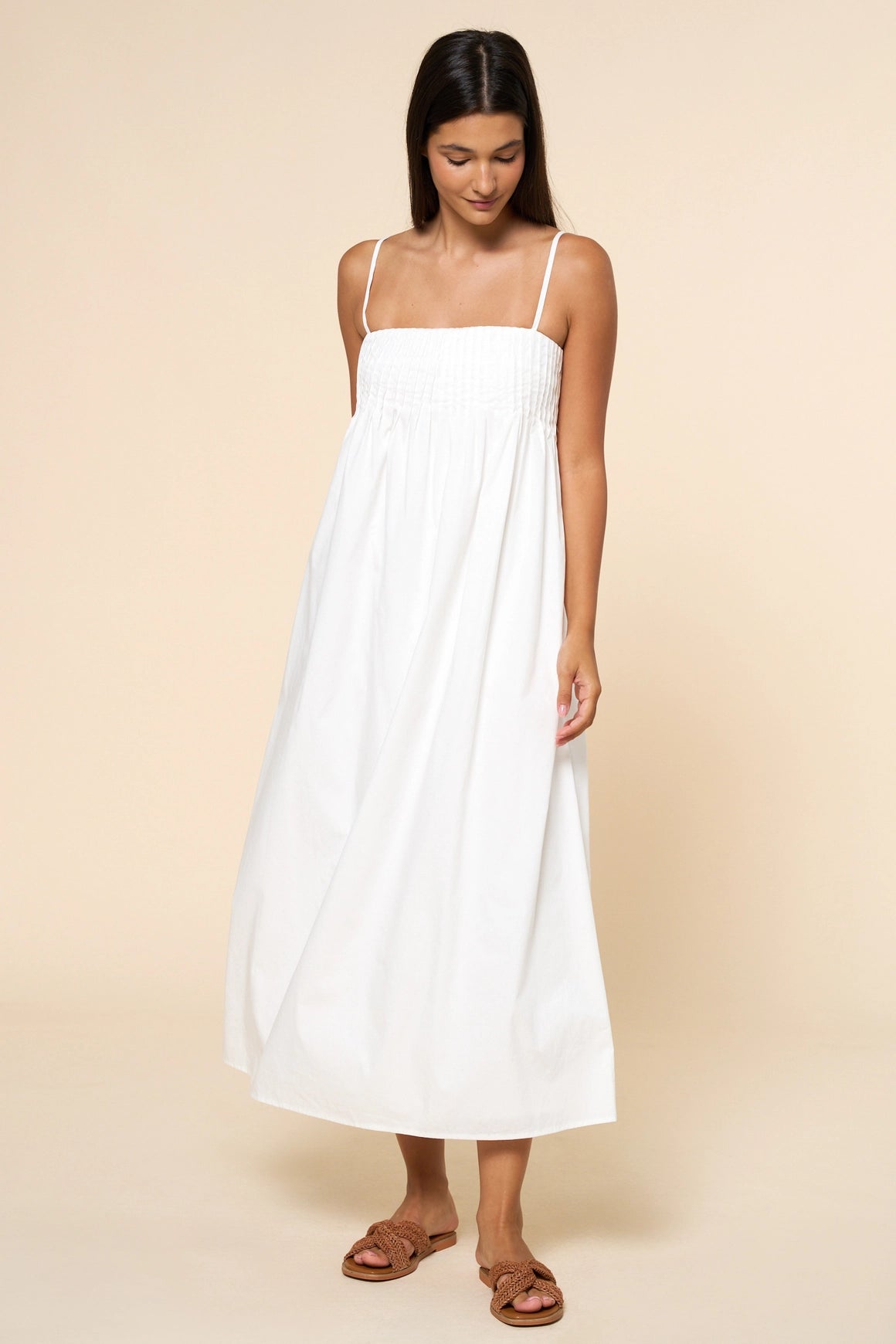 Pleated Maxi Dress - White