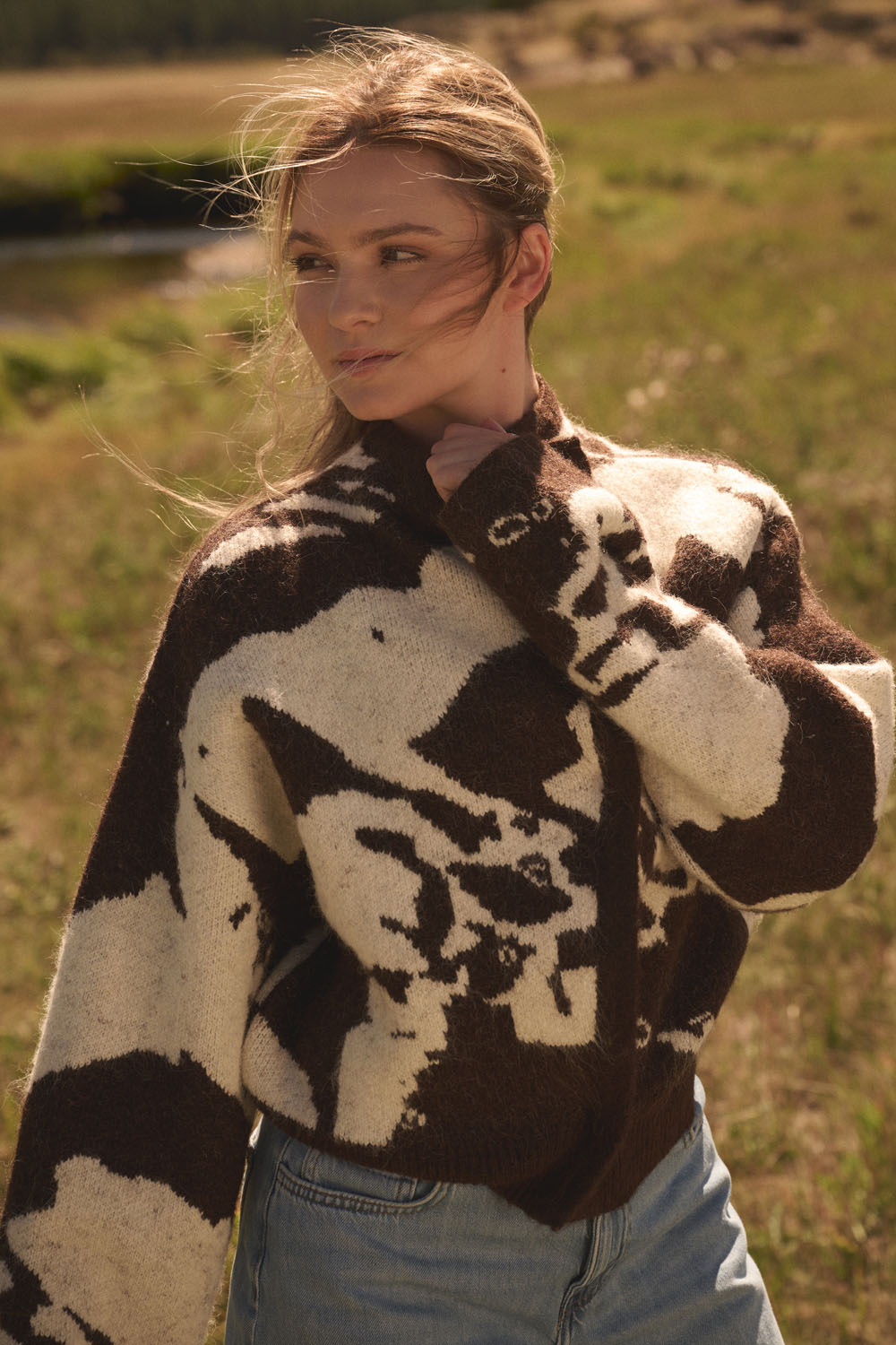 Abstract Print Knit Sweater