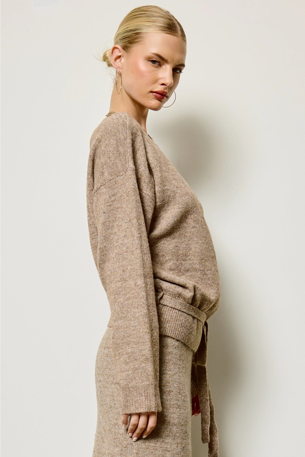 Wrap Knit Cardigan Sweater - Mocha