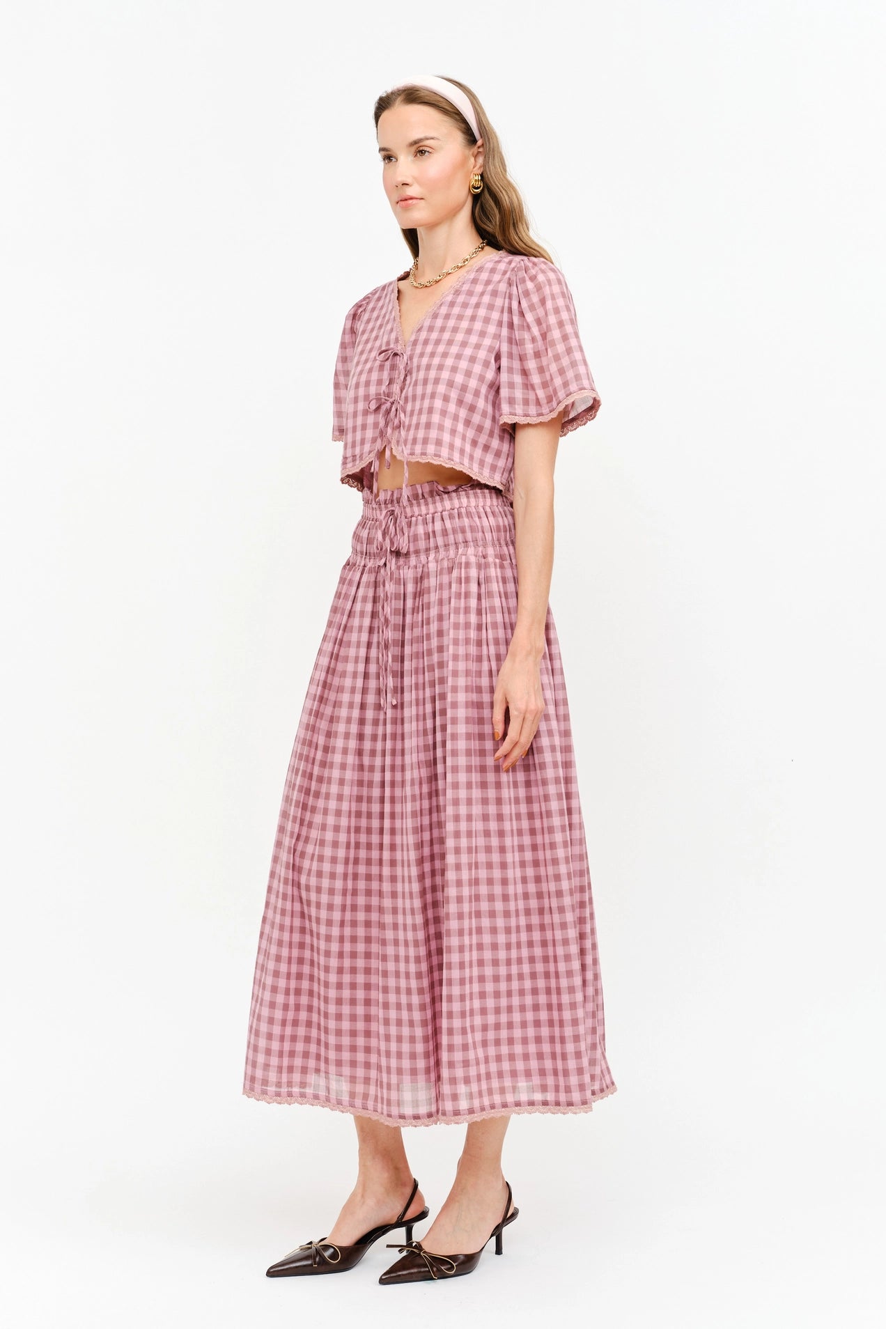 Amelie Skirt - Mauve Gingham
