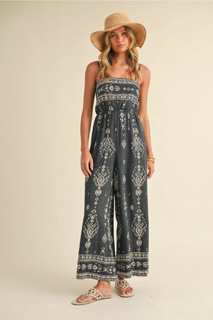 Camille Printed Smocked Jumpsuit