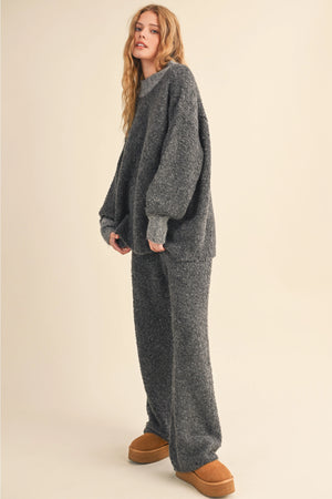 Matching Boucle Sweater Set - Charcoal