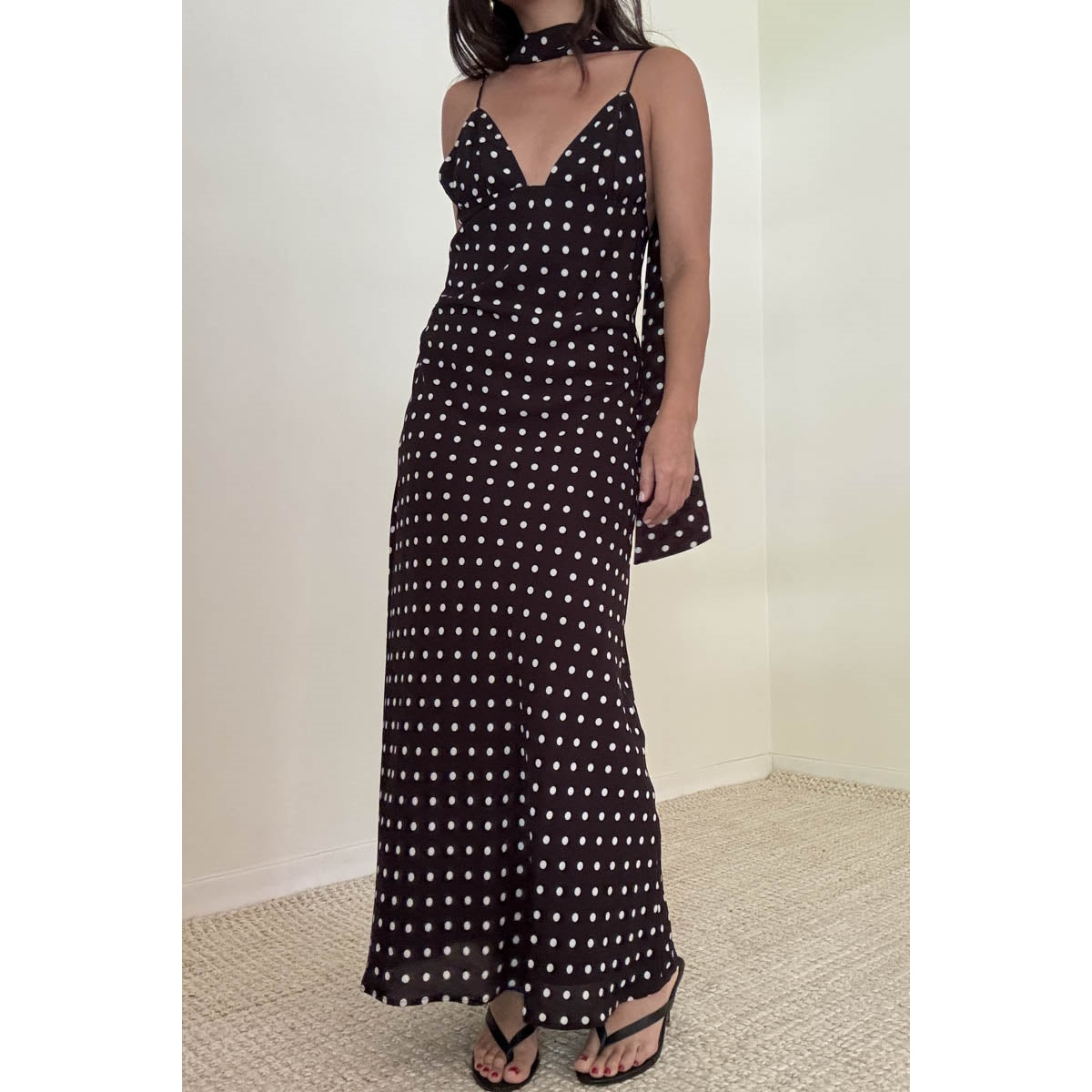 Polka Dot Chiffon Maxi Dress