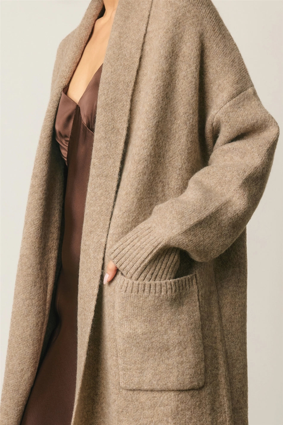 Midi Duster Cardigan - Taupe