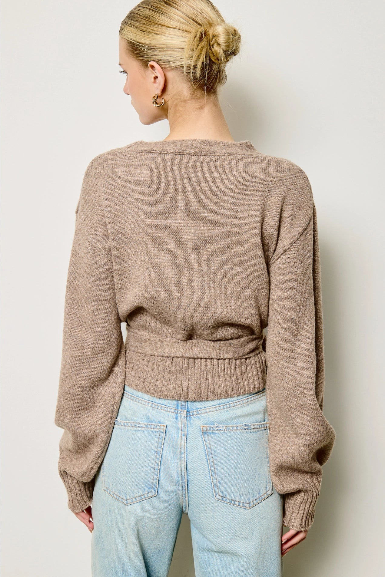 Wrap Tie Knit Sweater - Mocha