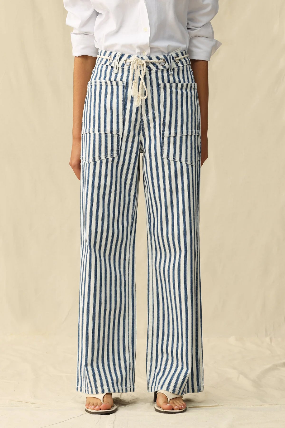 Tamsin High Rise Wide Leg Jeans - Blue Stripe