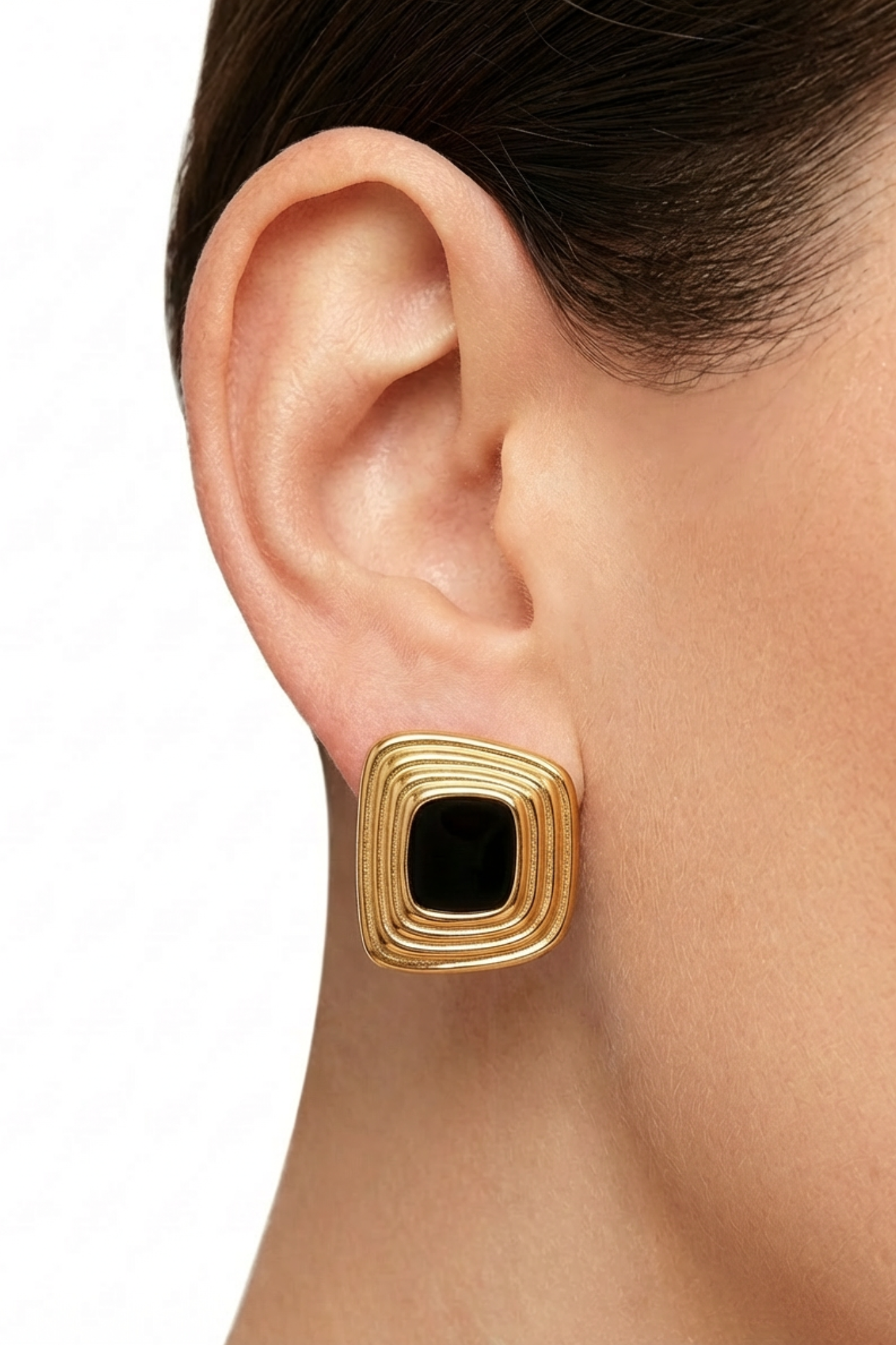 18K Bella Black Stone Earrings