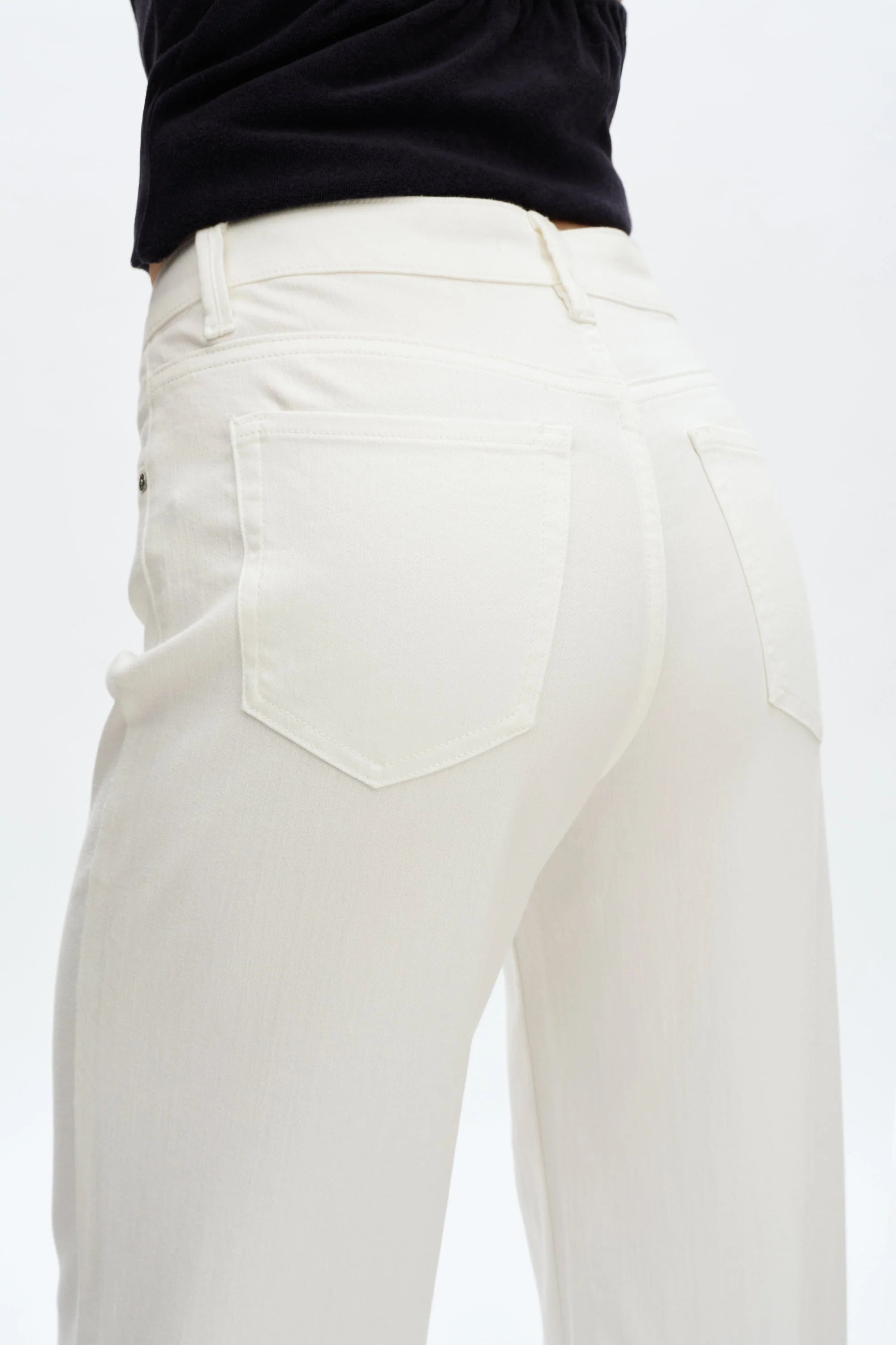Maeve Mid Rise Straight Leg Jeans - White
