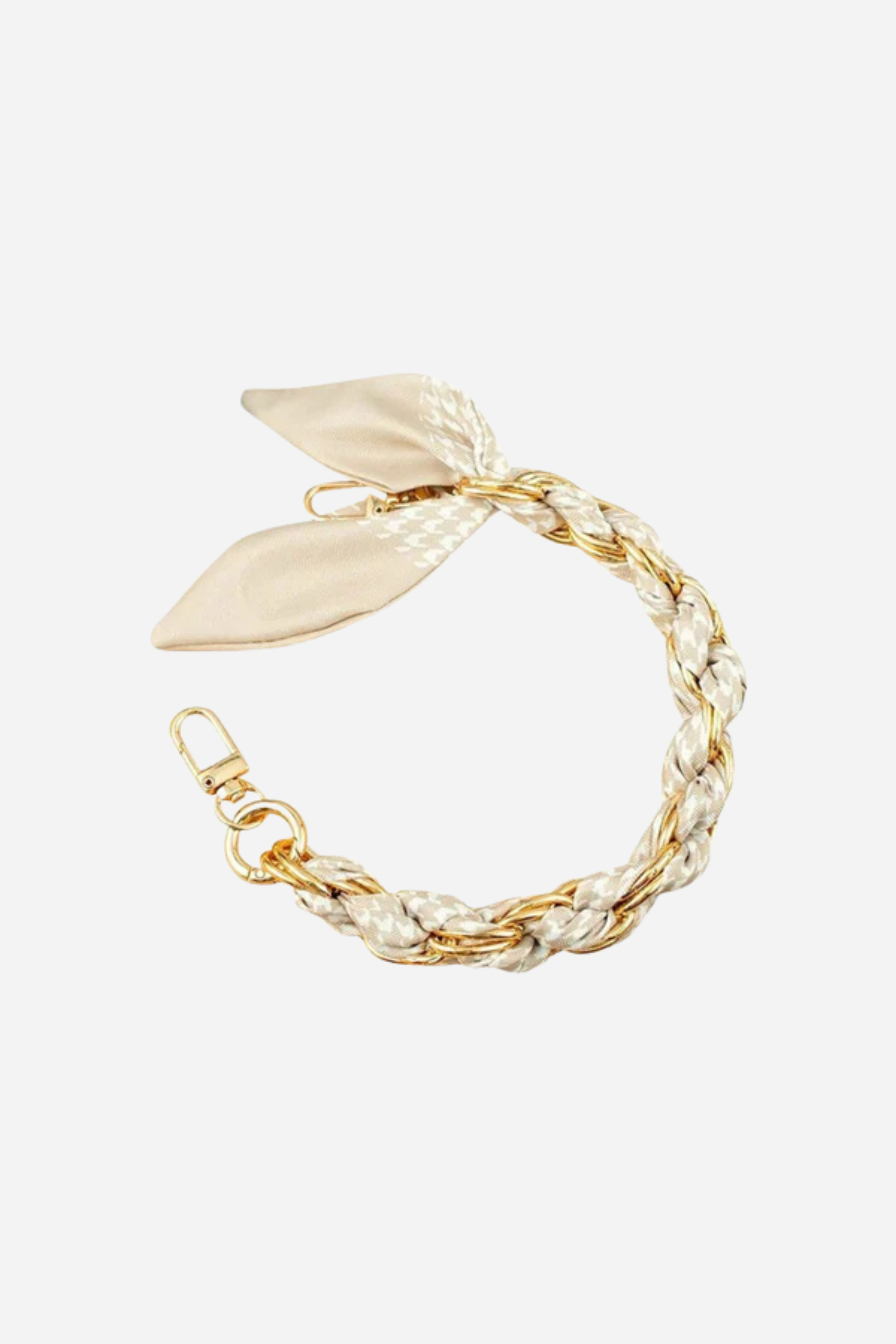 Gold Phone Chain - Cream Houndstooth Scarf