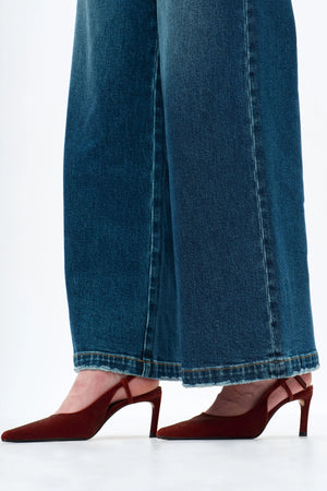 Mid Rise Wide Leg Jeans - Vintage Dark Blue