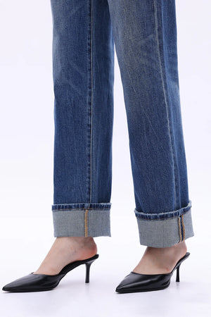 High Rise Straight Leg Jeans - Retro Dark Blue