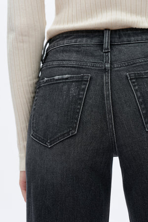 Mid Rise Wide Leg Jeans - Dark Grey