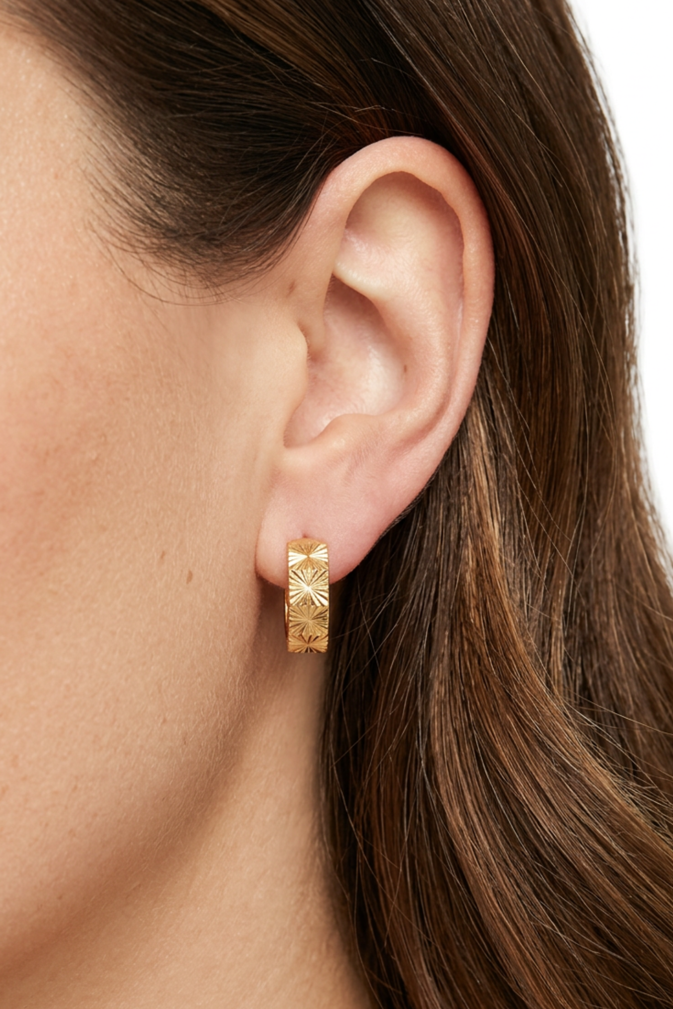 18K Star Hoop Earrings