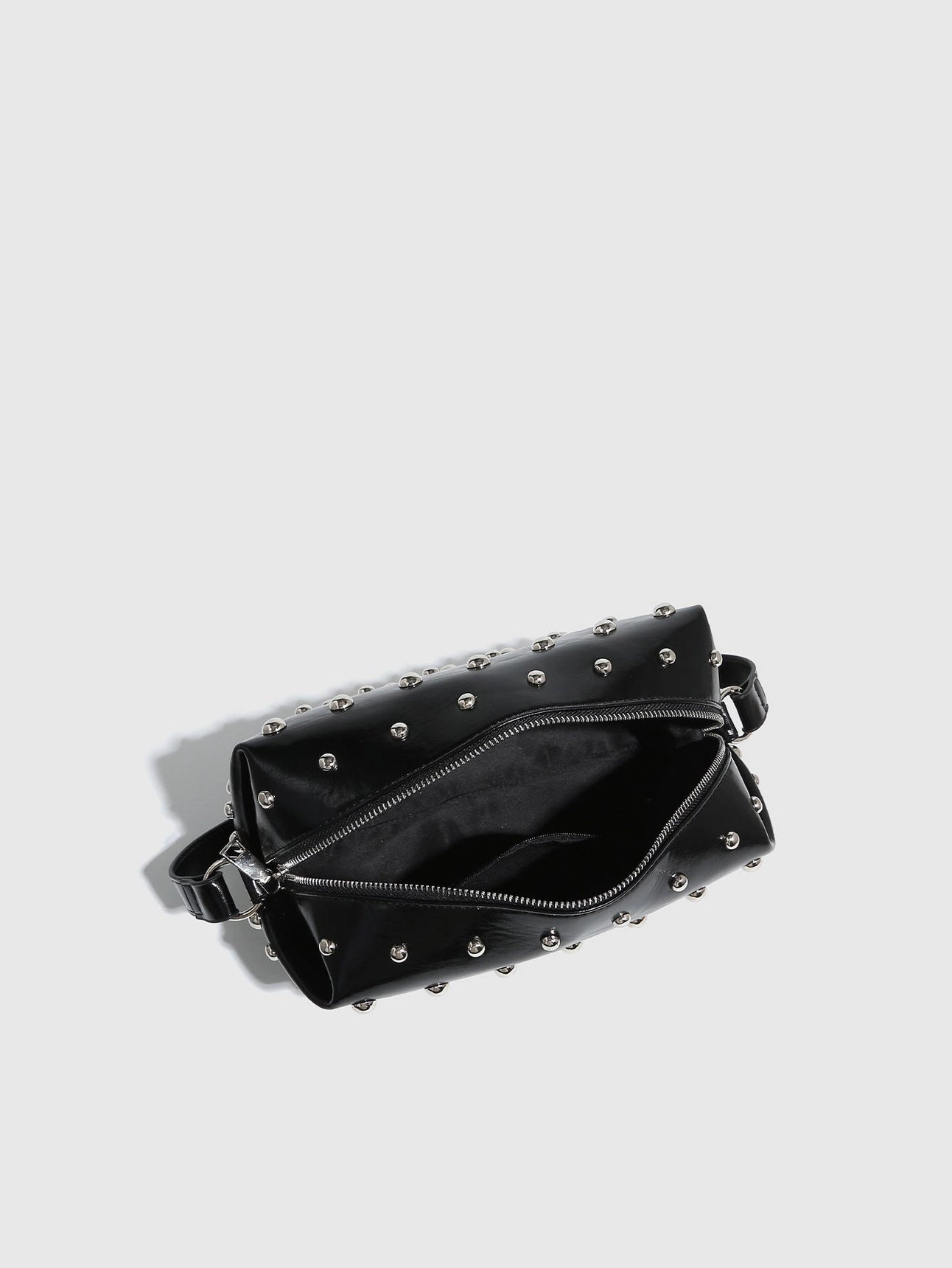 Vintage Studded Shoulder Bag - Black