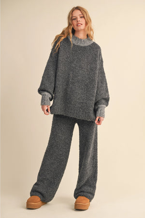 Matching Boucle Sweater Set - Charcoal