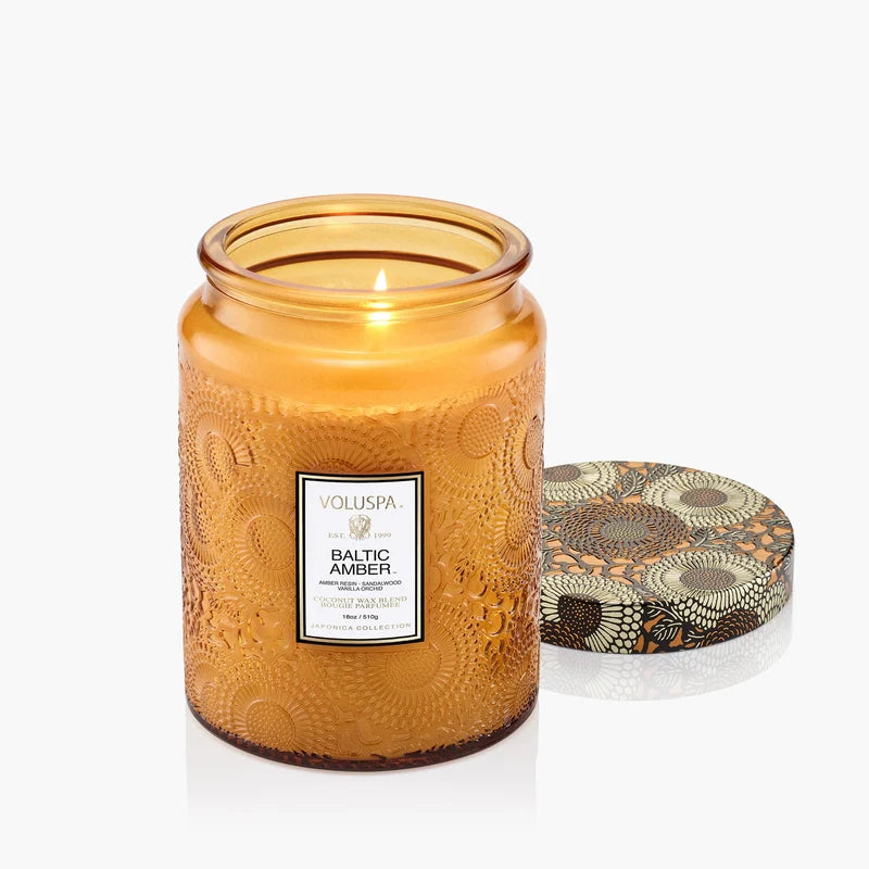 Voluspa - Large Glass Jar Candle - 18oz - Baltic Amber
