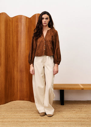 FRNCH Pensee Blouse - Brown