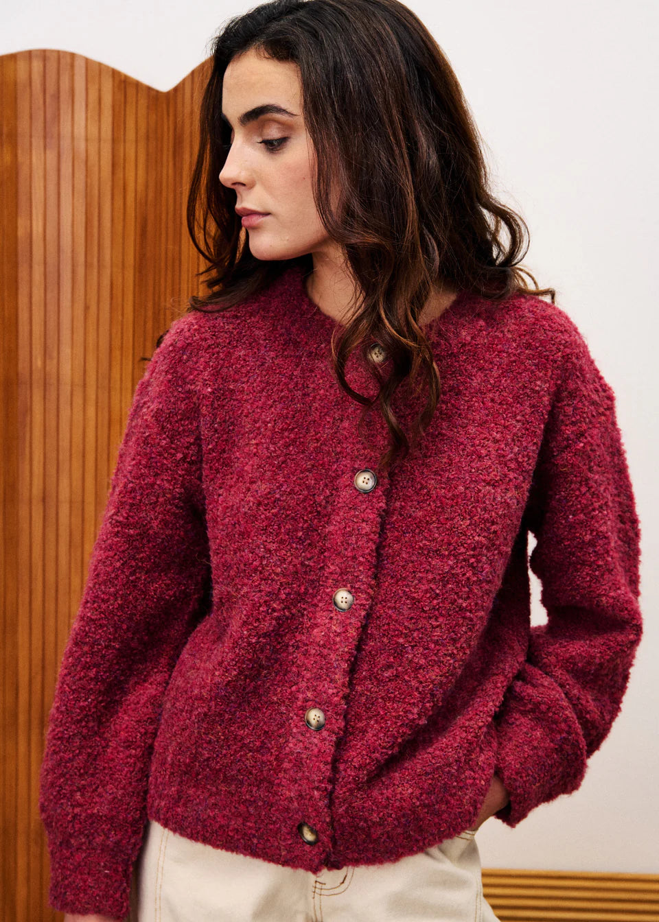 FRNCH Selkirk Cardigan - Bordeaux