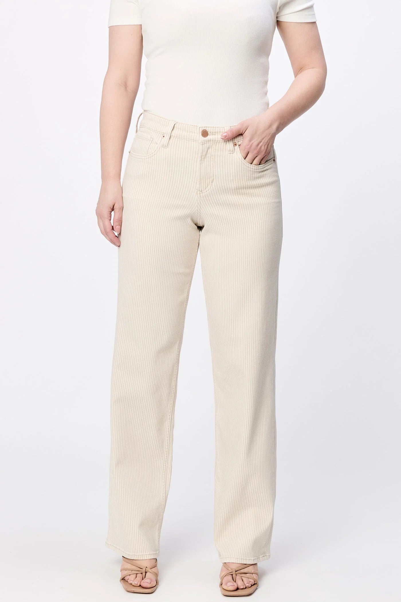 Taylor Straight Leg Jeans - Sand Stripe