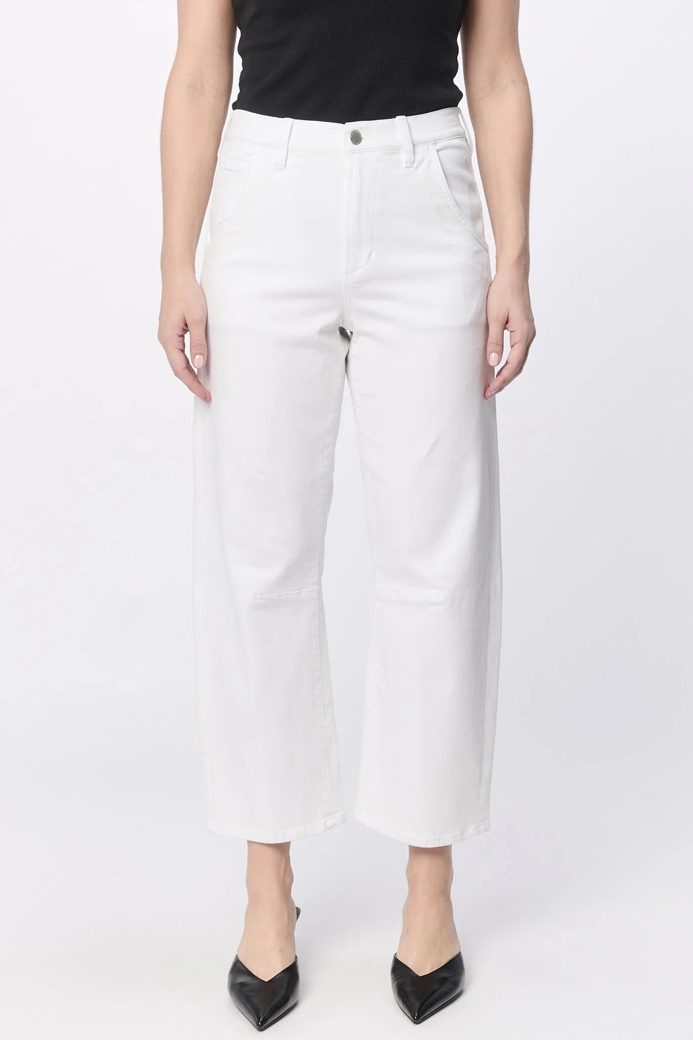 Lasso High Rise Cropped Pants - White